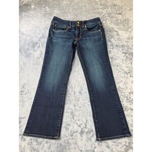 American Eagle Jeans Womens 6 Reg Blue AEO Denim Artist Crop Super Stretch Dark